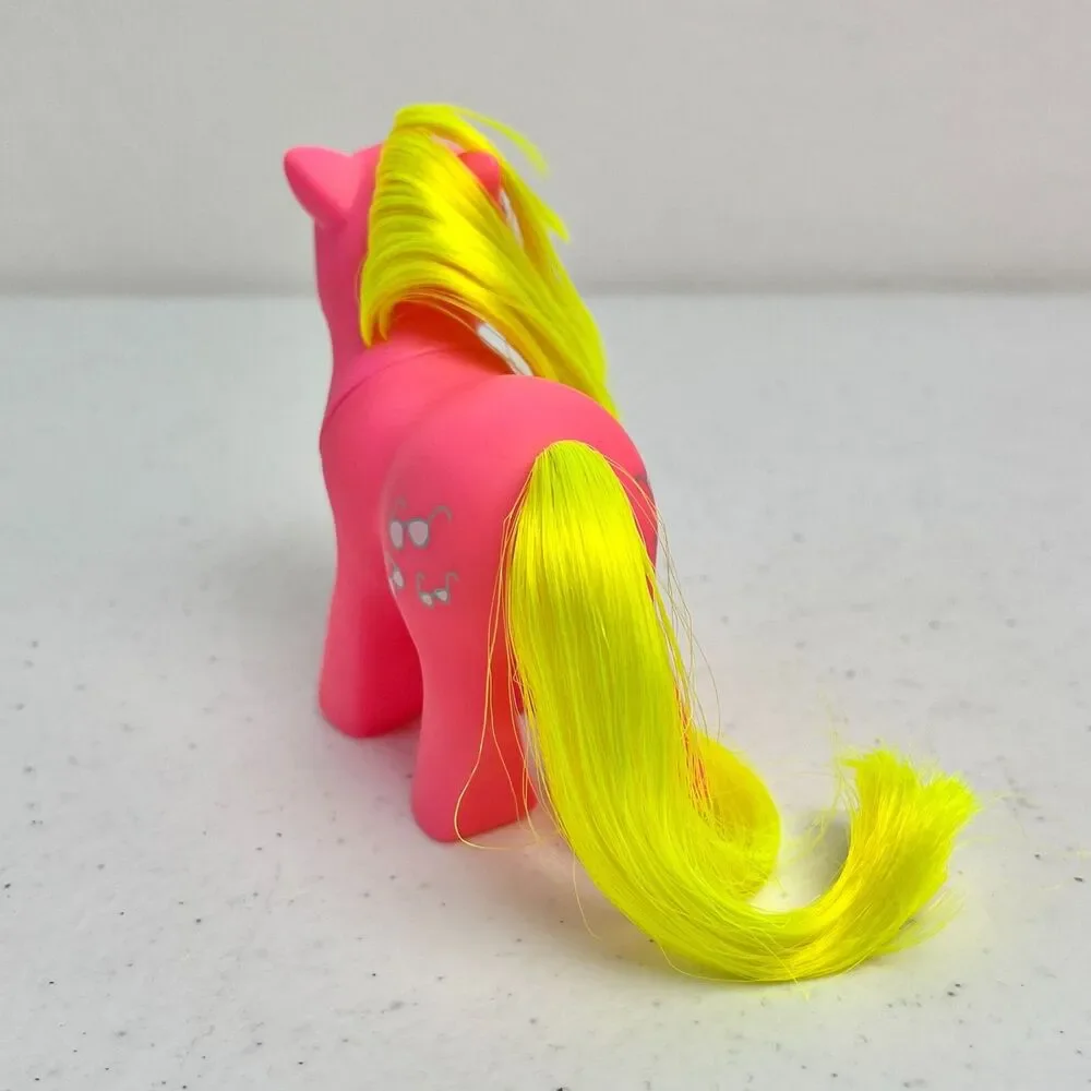 Vintage G1 My Little Pony Baby Shady BBE Pink Yellow w/ Accessories Hasbro 1986